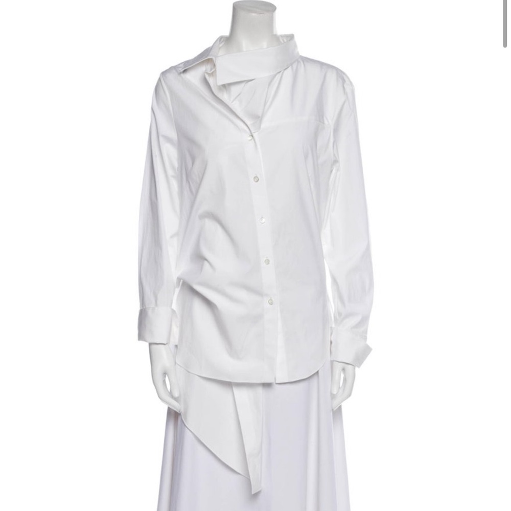 Monse long-sleeve button up asymmetrical deconstructed white top